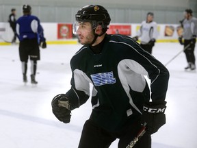 London Knights captain JJ Piccinich during practice at the Western Fair on Wednesday March 1, 2017. (MORRIS LAMONT, The London Free Press)