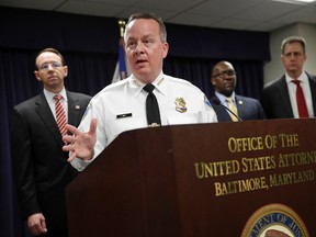 Baltimore Police Department Commissioner Kevin Davis speaks at a news conference in Baltimore, Wednesday, March 1, 2017. (AP Photo/Patrick Semansky)