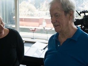 Documentary filmmaker and Queen’s University graduate Brigitte Berman chats with Canadian actor Gordon Pinsent. Berman’s documentary, The River of My Dreams: A Portrait of Gordon Pinsent, screens Thursday night at the Isabel Bader Centre for the Performing Arts as part of the Kingston Canadian Film Festival. (M. Putintsev/Supplied Photo)