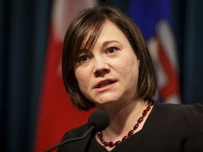 Minister of Environment and Parks Shannon Phillips speaks to media at the McDougall Centre in Calgary, Alta., on Wednesday, March 1, 2017. She was addressing plans for conservation and recreation uses in the Castle parks and surrounding areas. Lyle Aspinall/Postmedia Network