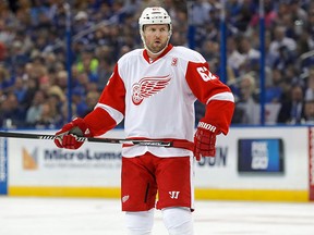 Thomas Vanek of the Detroit Red Wings during an game at the Amalie Arena on Oct. 13, 2016 in Tampa, Florida. (Mike Carlson/Getty Images)