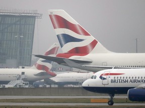 British Airways planes taxi near Heathrow's Terminal 5 on October 25, 2016 in London, England. (Photo by Dan Kitwood/Getty Images)