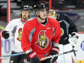 Newly acquired Senators forward Alex Burrows hits the ice during team practice at Canadian Tire Centre in Ottawa on Wednesday, March 1, 2017. (Julie Oliver/Postmedia)