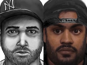 Police say the same man is believed to be behind two sex attacks. At left, the OPP composite sketch from a Jan. 1, 2017 Collingwood attack. At right, Toronto Police sketch of the man after a July 28, 2015 assault.