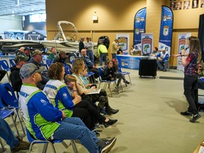 Columnist Ashley Rae presents a seminar at the London Boat, Fishing & Outdoor Show last weekend. (Supplied photo)