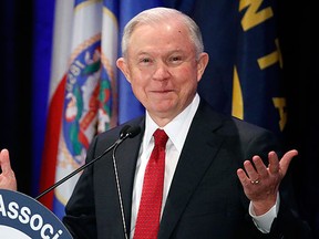 In this Feb. 28, 2017, photo, Attorney General Jeff Sessions pauses while speaking at the National Association of Attorneys General annual winter meeting in Washington. Sessions had two conversations with the Russian ambassador to the United States during the presidential campaign.  (AP Photo/Alex Brandon)