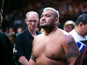 Mark Hunt prepares to enter the octagon against Brock Lesnar during the UFC 200 event at T-Mobile Arena on July 9, 2016 in Las Vegas. (Rey Del Rio/Getty Images)