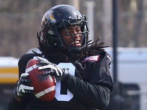 Rico Murray during Hamilton Tiger-Cat mini-camp ahead of the CFL main camp at Ron Joyce Stadium on the campus of McMaster University in Hamilton Ont. on Monday April 28, 2014. Dave Abel/Toronto Sun