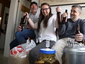 Jason Miller/The Intelligencer
Rick Stinchcombe and Bill and Gretta Barnwell, pictured here inside the Barnwell's Belleville kitchen, are the newly minted owners of Meyers Creek Brewing Company, which they hope will commence operation later this year.