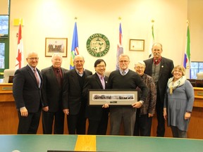 Council recognized Peter Burden, manager of engineering for the Town of Stony Plain, for his upcoming retirement. Burden has been known as smart, passionate mentor on the Town’s staff, and will enjoy about a week off until coming back to work on a part-time basis. Burden will stay on staff until his replacement is found. - Photo by Mitch Goldenberg, Reporter/Examiner