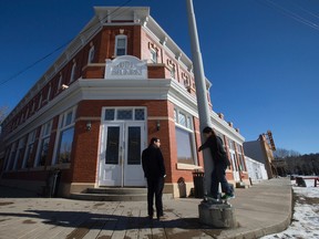 Enoch Cree Nation Chief Billy Morin and his son William Xavier Morin, 10, look at the Hotel Selkirk and Fort Edmonton Park as they wait for the start of a press conference to announce a $165-million expansion of the park, in the Hotel Selkirk in Edmonton Friday, March 3, 2017. The project will focus on an expansion of the Indigenous Peoples Experience, the 1920's midway, and park entrance. Photo by David Bloom