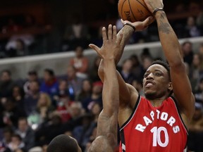 DeMar DeRozan of the Toronto Raptors puts up a shot over Bradley Beal of the Washington Wizards in the first half at Verizon Center on March 3, 2017 in Washington. (Rob Carr/Getty Images)