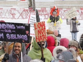 Two rival protests took place in Edmonton on Saturday, March 4, 2017 at Winston Churchill Square. (Greg Southam)