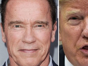 Arnold Schwarzenegger (left) and U.S. President Donald Trump in a combination shot. (RICHARD SHOTWELL/MANDEL NGAN/AFP/Getty Images)