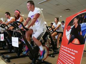 More than a 100 people took part throughout the day at the Spin4Kids fitness fundraiser on Saturday March 4, 2017 in Belleville, Ont. Money from the event goes towards helping kids access physical activity and fitness programs
Tim Miller/Belleville Intelligencer/Postmedia Network