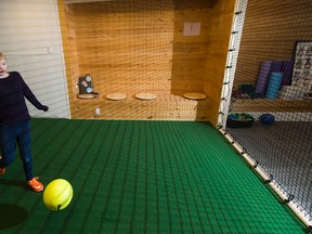 Laura Stevens has Cystic Fibrosis and the Children's Wish Foundation has granted her a wish to have a special soccer training area installed in her basement, taken on Sunday March 5, 2017 in Edmonton.  Greg  Southam / Postmedia