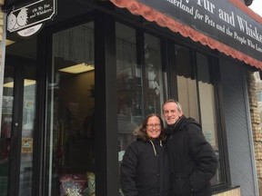 Oh My Fur and Whiskers owners Kimberley and Ian Gillespie show off their Talbot St. storefront in downtown St. Thomas. The boutique pet supply store is one of several businesses to set up shop in the core over the past six months, prompting hope of a downtown development revival. (Contributed Photo)