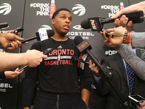 Toronto Raptors point guard Kyle Lowry speaks to the media on Feb. 13, 2017. (Jack Boland/Toronto Sun/Postmedia Network)