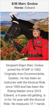 Sgt. Maj. Marc Godue was reassigned from his duties as riding master of the RCMP's Musical Ride in December after allegations of mistreatment of horses surfaced. (RCMP)