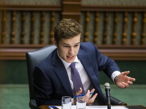 Ontario PC MPP Sam Oosterhoff at Queen's Park in Toronto on Tuesday, February 21, 2017. (Ernest Doroszuk/Toronto Sun)