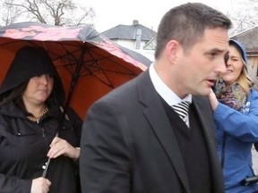 Lars Hagberg/THE CANADIAN PRESS Ontario teacher Jaclyn McLaren (left) arrives at the Quinte Courthouse in Belleville earlier this year to enter a guilty plea. McLaren was sentenced to two years in prison.