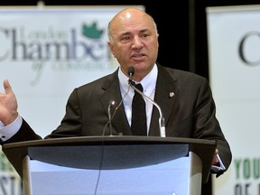Conservative leadership candidate Kevin O?Leary speaks to the London Chamber of Commerce at the London Convention Centre Tuesday.(MORRIS LAMONT, The London Free Press)