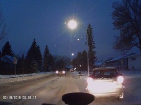 Edmonton police are asking the public to help identify the driver of this mid-2000s silver Chevrolet Aveo with a seven-digit Alberta licence plate that starts with a 'B' seen in this footage taken from a dashcam after a vicious road rage incident in Edmonton on Tuesday. (SUPPLIED)