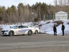 One person is dead and three people have been transported to hospital following a two-vehicle collision on Garson-Coniston Road in Greater Sudbury on Wednesday. John Lappa/Sudbury Star