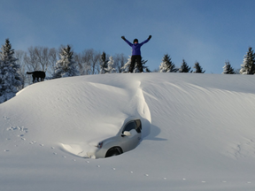 A massive drift near Crystal City left behind by the blizzard this week.