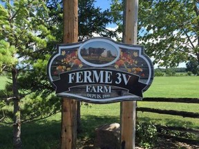 Front gate of a farm near Hawkesbury where a man was killed in a fire Tuesday, April 7.