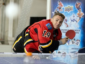 Matthew Tkachuk plays some ping pong at the NHLPA/Upper Deck rookie showcase in Toronto on Aug. 29, 2016. (Craig Robertson/Toronto Sun/Postmedia Network)
