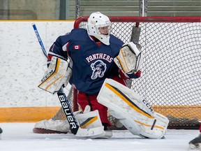 Port Hope Panthers goaltender Eric Jackson made a personal season-high 34 saves as the Panthers edged the Napanee Raiders, 3-2, in Game 3 of the Provincial Junior Hockey League Tod Division final. Port Hope leads the series, 3-0. (Tim Gordanier/The Whig-Standard/Postmedia Network)