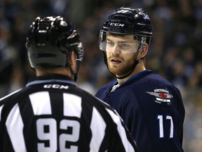 Jets centre Adam Lowry is upping his physical game. (Kevin King/Winnipeg Sun)