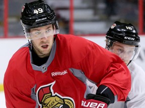 Chris DiDomenico during Ottawa Senators practice at the Canadian Tire Centre  on March 1, 2017. (Julie Oliver/Postmedia)