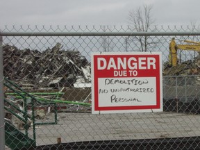 The Canadian Timken factory slowly is being reduced to piles of scrap and rubble as demolition of the former landmark continues. (Eric Bunnell, Special to Postmedia Network)
