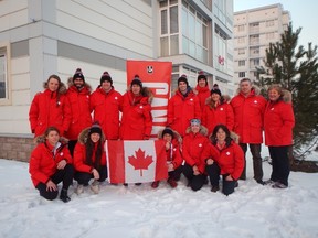 Sudbury's Mary Waddell (far right) poses with fellow members of Canada's Nodic ski team in Almaty, Kazakhstan recently, site of the 2017 FISU Winter Universiade. Supplied photo