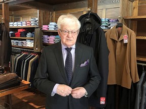 Gary Poupore of Cunningham & Poupore — Men's Clothing commented on the possibility of large retail outlet stores coming to downtown Kingston. (Ian MacAlpine/The Whig-Standard)