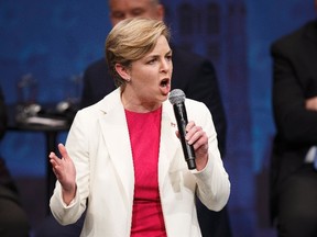 Kellie Leitch speaks during the Conservative leadership debate at the Maclab Theatre in Edmonton, Alta., on Tuesday, Feb. 28, 2017. (THE CANADIAN PRESS/Codie McLachlan)