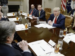 U.S. President Donald Trump discusses the federal budget in the Roosevelt Room of the White House on February 22, 2017 in Washington, DC. (Photo by Olivier Douliery Getty Images)