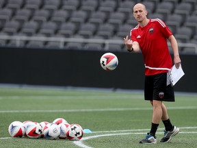 Fury FC head coach and general manager Paul Dalglish, seen here during a practice in 2016, says 80 good minutes of soccer were followed by 10 not so good minutes on Friday.