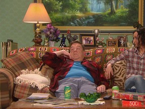 John Goodman and Sara Gilbert reprise their roles as Dan and Darlene Conner from "Roseanne" in a sketch on "The Talk." (Screengrab)