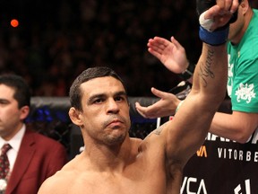 Vitor Belfort in the Octagon prior to his bout with Anderson Silva at UFC 126 at the Mandalay Bay Events Center on Feb. 5, 2011. (Jed Jacobsohn/Zuffa LLC/Zuffa LLC via Getty Images)