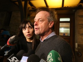 Marc and Jodie Emery emerge from Old City Hall after getting bail on Friday. (JACK BOLAND, Toronto Sun)