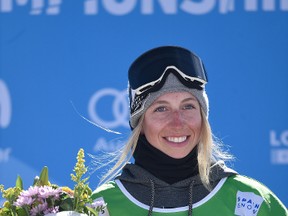 Laurie Blouin of Canada wins the gold medal during the FIS Freestyle Ski & Snowboard World Championships Slopestyle (SB) on March 11, 2017 in Sierra Nevada, Spain (LAURENT SALINO/Agence Zoom/Getty Images)