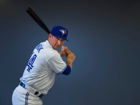 Blue Jays first baseman Justin Smoak poses for a photograph during photo day at spring training in Dunedin, Fla., on Feb. 21, 2017. (Nathan Denette/The Canadian Press)