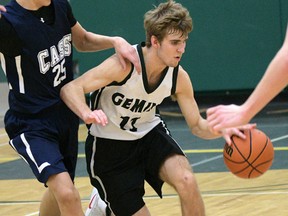 Glendale guard Trent Sinden during the TVRA finals against College Ave. Sinden played through a first-quarter injury in Glendale's OFSAA opener, returning for Game 2 and the quarter-final.