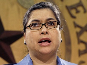 In this April 2, 2009, file photo, Rep. Jessica Farrar, D-Houston, speaks during a news conference in Austin, Texas.  (AP Photo/Harry Cabluck)