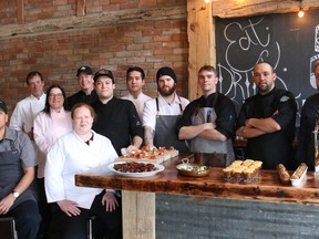 Pictured are chefs from some of the 13 restaurants taking part in Countylicious, March 31 to April 23, during the event kickoff at Parsons Brewing Company in Picton on Monday morning. They include Paul Tobias (Agrarian), Michael Sullivan (The Merrill Inn), Lili Sullivan (Pomodoro), Meghan Van Horne (Public School House), David Lewis (East & Main), Colin Whaley (The County Canteen), Pascal Renoir (Soup Opera), Brendan MacFarlane (Drake Devonshire), James Rogers (Drake Devonshire), Nathan Coventry (Clara’s), Elliot Reynolds (The Hubb). Missing are representatives from Amelia‘s Garden, Portabella and The Courage. (BRUCE BELL/Postmedia Network)