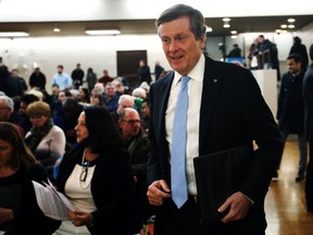 Toronto Mayor John Tory addresses an audience about plans for the Scarborough subway on March 13. (STAN BEHAL, Toronto Sun)