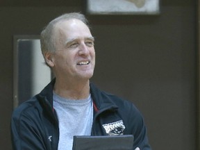 University of Manitoba Bison's Men's volleyball head coach, Garth Pischke at team practice in Winnipeg. The team is going to compete in the nationals. Tuesday, March 14, 2017. Chris Procaylo/Winnipeg Sun/Postmedia Network